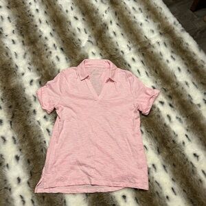 Talbots Pink and White Striped Collared Shirt